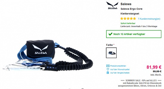 Ausgewählte Klettersteigsets bei sportokay - bis zu 23% sparen