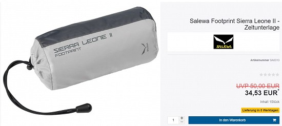 Salewa Footprint Sierra Leone II - Zeltunterlage 34,53€ - 31% günstiger