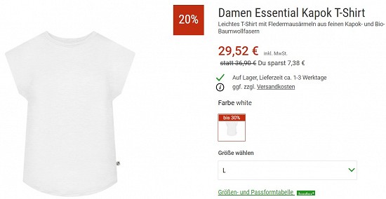 Bleed Damen Essential Kapok T-Shirt 29,52€ - 20% billiger