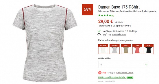 Bergzeit Hammerangebot - Super.Natural Base-T-Shirt (m/w) bis zu 59% günstiger