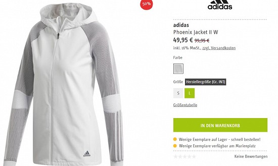 adidas Phoenix Jacket II W 49,95€ - 50% günstiger