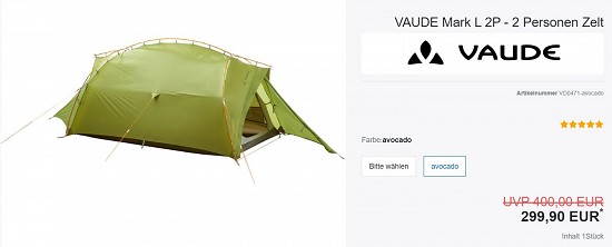 Vaude Mark L 2P für 299,90€ - 25% reduziert