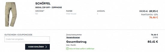 Bis zu 20% Rabatt auf Hosen Topseller bei sportscheck