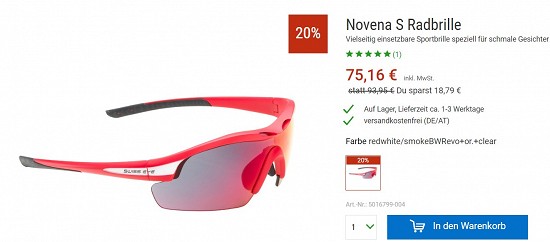 Swiss Eye Novena S Radbrille 75,16€ - 20% Ersparnis