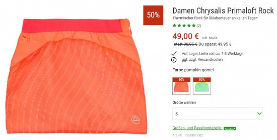 La Sportiva Damen Chrysalis Primaloft Rock 49,00€ - 50% reduziert