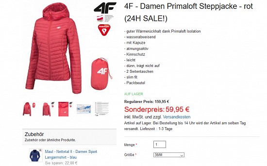 24-h-Sale - ausgewählte Jacken bis zu 62% reduziert bei hive-outdoor.com + weitere Aktionen