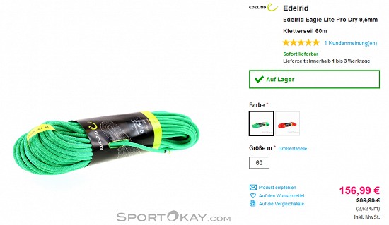 Kletterseile bei sportokay - Rabatte von bis zu 38%