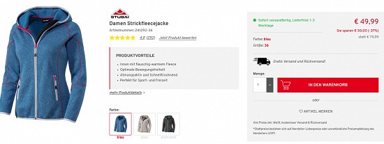 Stubai Strick-Fleecejacke für Damen 37 % günstiger bei vorteilshop