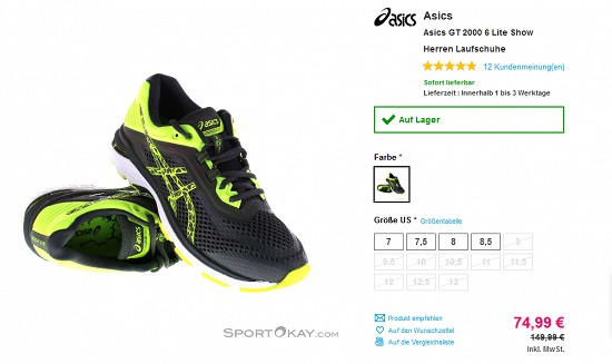 Ausgewählte Schuhe von Asics reduziert bei sportokay