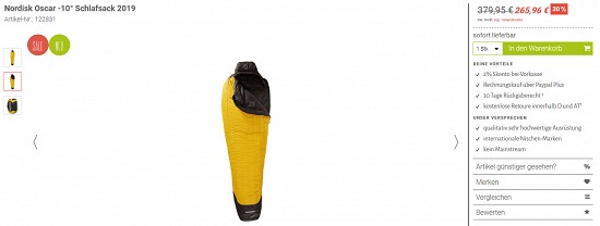 Deal der Woche - Nordisk Oscar -10°-Schlafsack 30 % reduziert bei trekking-lite-store