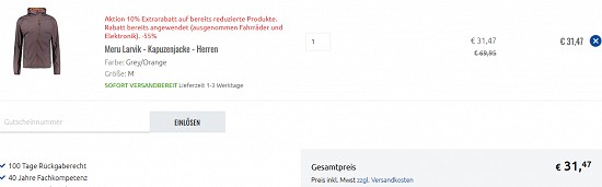 10 % Extra-Rabatt auf reduzierte Artikel bei sportler - nur noch heute!