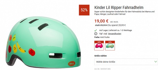 Bell Lil Ripper-Fahrradhelm für Kinder 52 % reduziert bei bergzeit