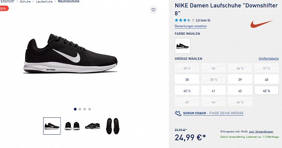 Deal of the Day - Nike Downshifter 8-Damenlaufschuh 58 % günstiger bei intersport