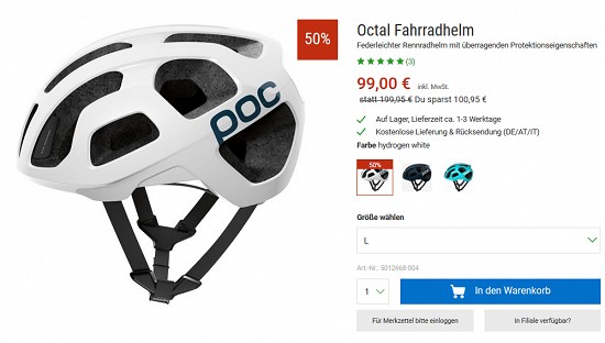Bergzeit Hammerangebot - Poc Octal-Rennradhelm (m/w) 50 % reduziert