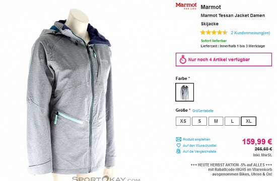 Jacken bei sportokay - bis zu 50 % Rabatt