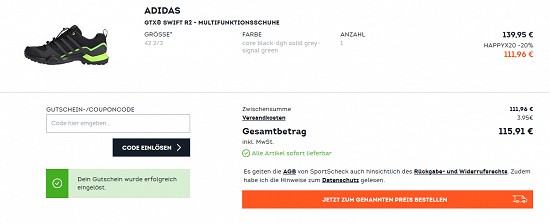 Black Week - 25 % Rabatt auf Schuhe und Textilien bei sportscheck