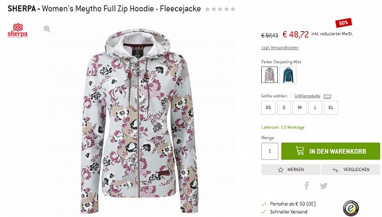 Bergfreunde Preisgrounder - zwei Sherpa-Fleecejacken 50 % günstiger