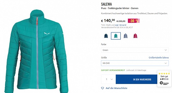 Ausgewähltes von Salewa bis zu 50 % reduziert bei sportler