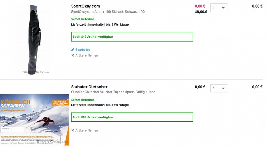 Gratis Skipass und Skisack bei sportokay