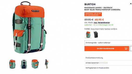 Orange Days - 20% Rabatt on top auf über 30.000 Artikel bei sportscheck