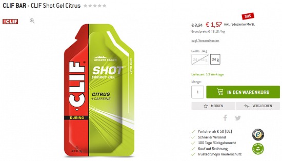 30 % Rabatt auf Energieriegel & Co. von Clif Bar bei bergfreunde