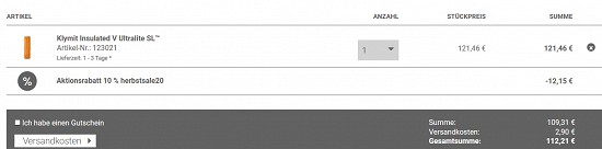 10 % Rabatt auf Isomatten und Küchenequipment bei trekking-lite-store