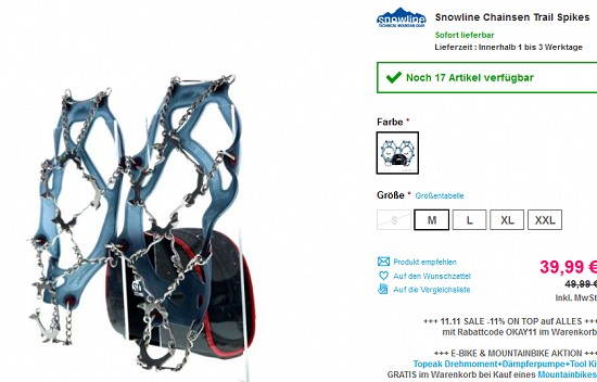 Bis zu 20 % Rabatt auf ausgewählte Spikes von Snowline bei sportokay