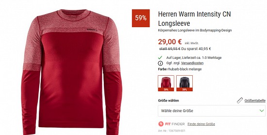 Funktionsunterwäsche bei bergzeit bis zu 75 % reduziert