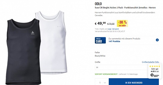 Mindestens 20 % Rabatt auf die Odlo-Kollektion bei sportler