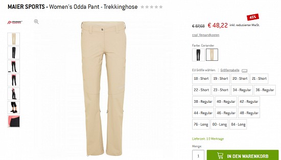 Bergfreunde Preisgrounder - Maier Sports-Trekkinghose (m/w) 45 % reduziert