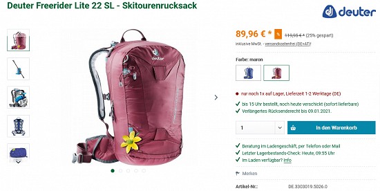 Deuter bei outdoortrends - Rabatte von bis zu 25 %