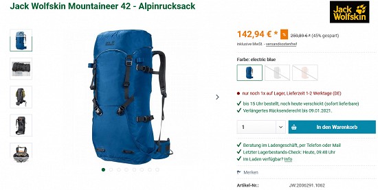 Black Week - bis zu 25 % sparen auf Jack Wolfskin bei outdoortrends