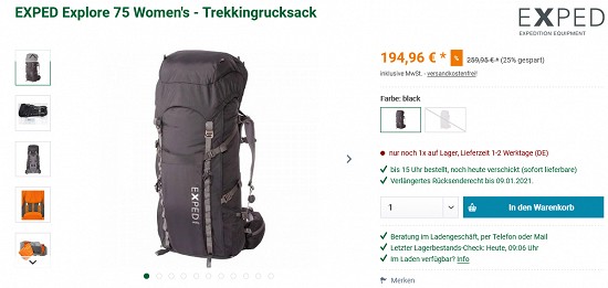 Black Week - Artikel von Exped bis zu 25 % reduziert bei outdoortrends