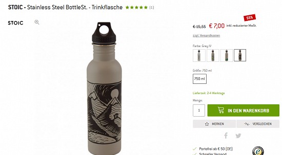 Bergfreunde Preisgrounder -  Stoic Stainless Steel-Trinkflasche 55 % reduziert