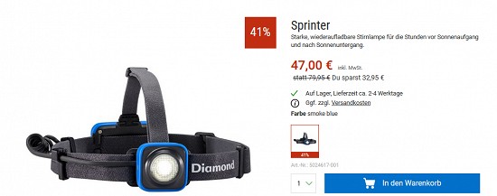 Ausgewählte Stirnlampen bis zu 41 % reduziert bei bergzeit