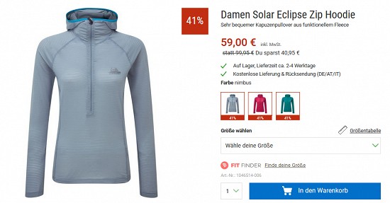 Hoodies im Outlet von bergzeit - bis zu 60 % sparen