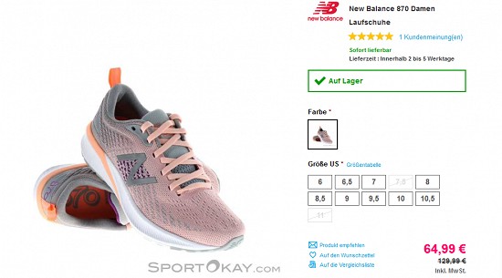 New Balance 870-Laufschuhe für Damen und Herren 50 % günstiger bei sportokay