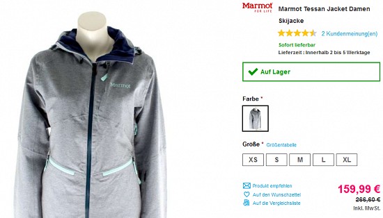 Ausgewählte Marmot-Deals mindestens 30 % günstiger bei sportokay