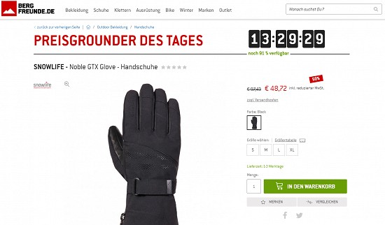 Snowlife Handschuhe mit bis zu 50% Rabatt bei den Bergfreunden