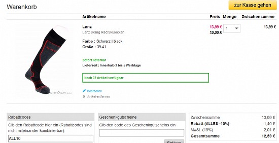 Ski- und Sportsocken von Lenz mindestens 30 % reduziert bei sportokay