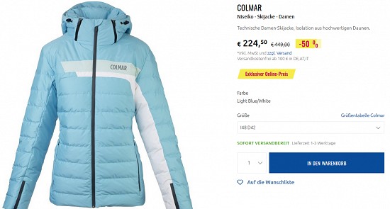 50% Rabatt auf ausgewählte Colmar-Artikel bei sportler.com