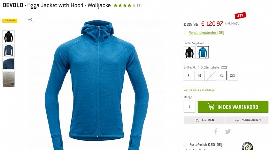 Ausgewähltes von Devold bis zu 55 %  reduziert bei bergfreunde