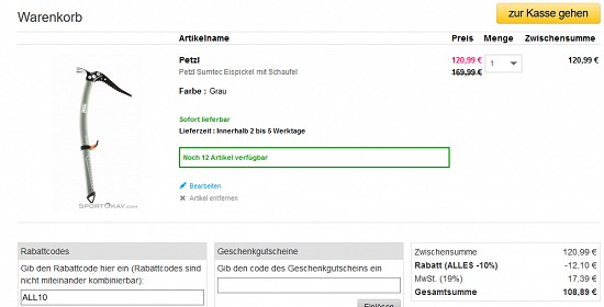 Ausgewählte Eiskletter- und Hochtourenartikel reduziert bei sportokay