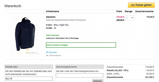 Ski- und Outdoorartikel bis zu 50 € reduziert bei sportokay