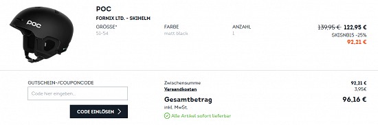 25 % Rabatt on top auf das Ski- und Snowboardsortiment bei sportscheck