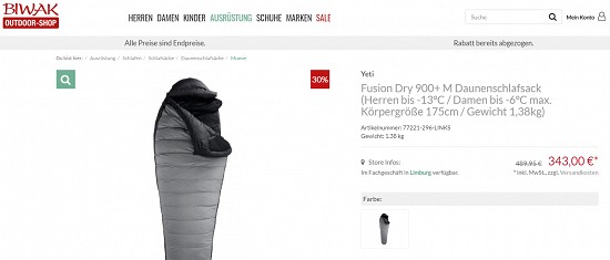 20% extra Rabatt auf reduzierte Artikel bei biwak.com