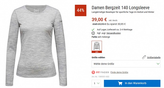 Bergzeit Hammerangebot - Funktionswäsche von Devold (m) und Super.Natural (w) bis zu 48 % reduziert