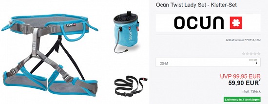 Ausgewählte Kletterartikel von Ocun bis zu 40% reduziert bei verticalextreme.de