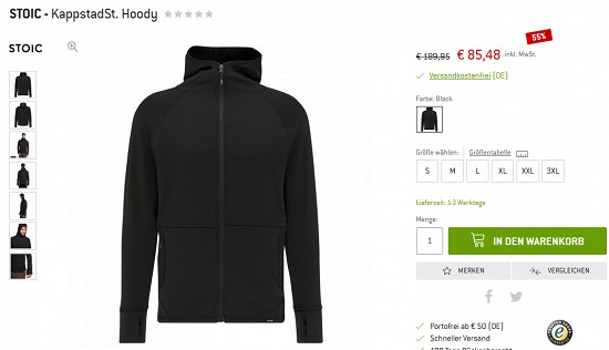 Bergfreunde Preisgrounder -  Stoic KappstadSt.-Hoody (m/w) 55 % reduziert