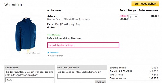 Bis zu 50 % Rabatt auf Tourenbekleidung bei sportokay